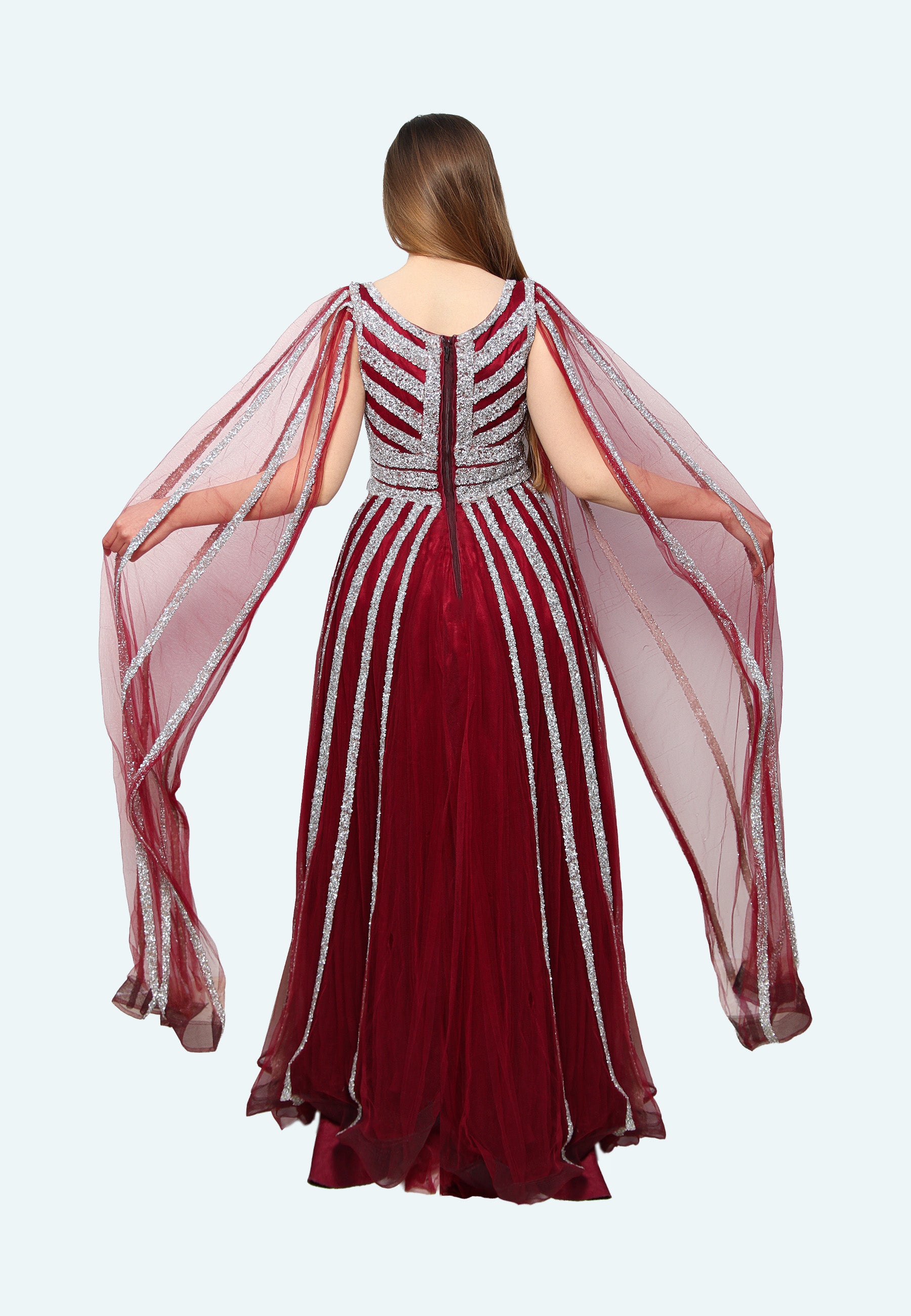 فستان ماكسي برغندي