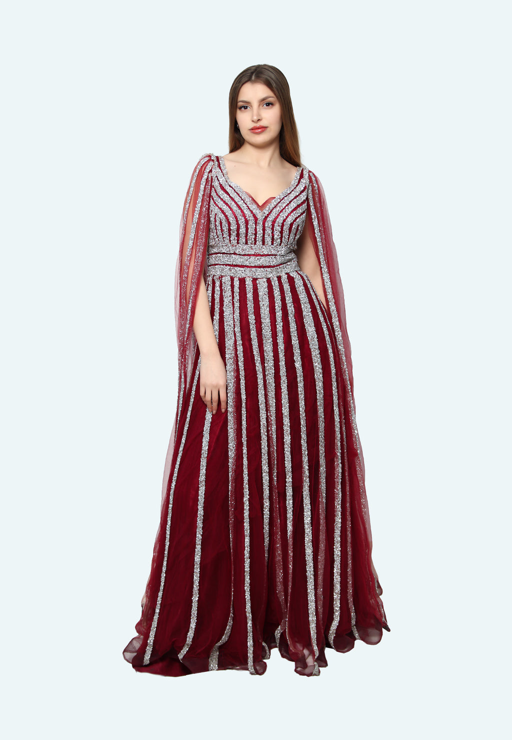 فستان ماكسي برغندي