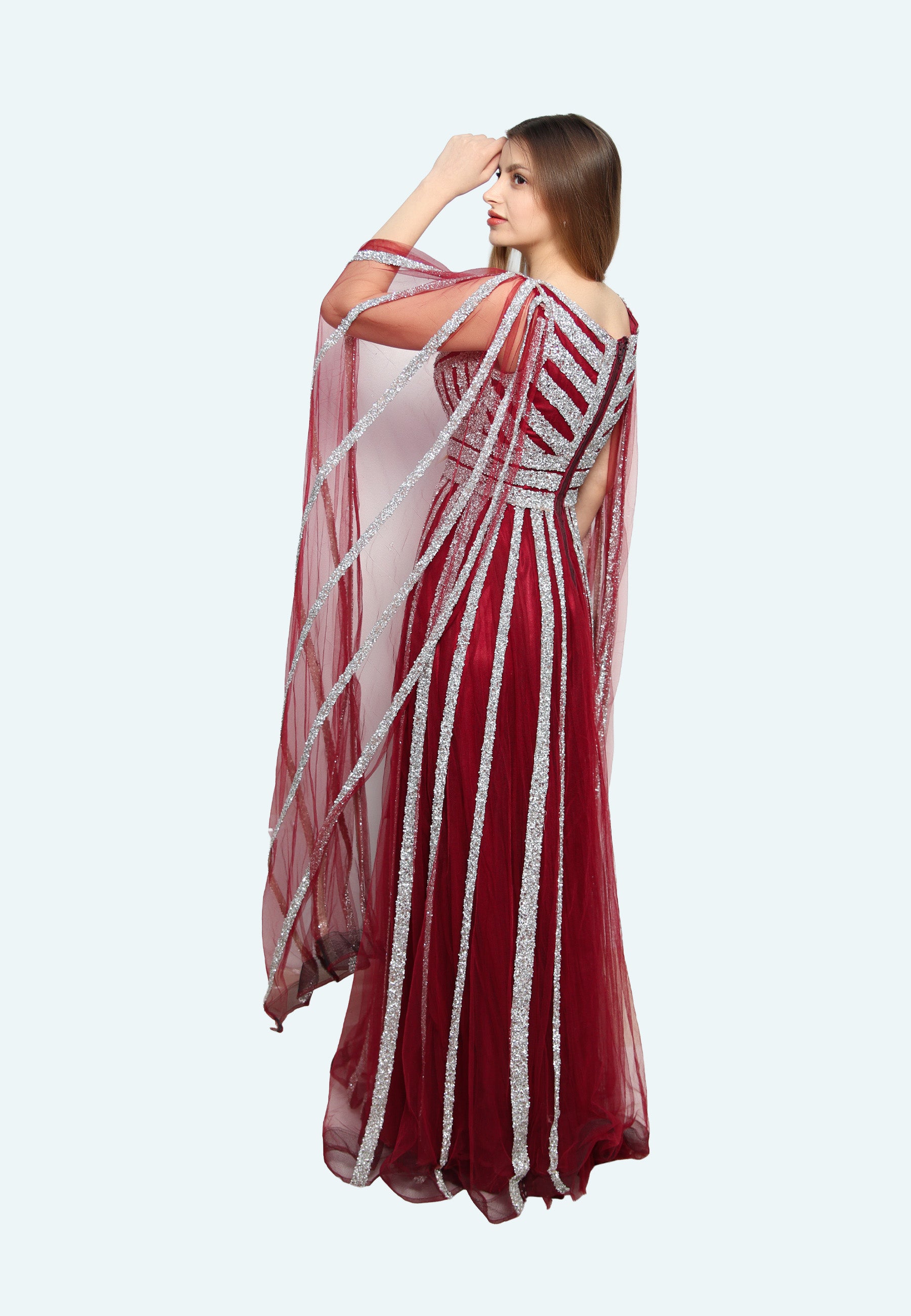 فستان ماكسي برغندي